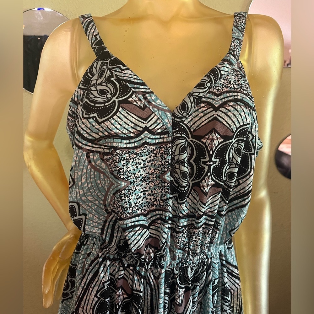 H&M handkerchief Teal blue floral Paisley Dress, size 12